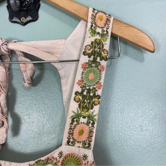 Anthropologie Square Neck Floral Embroidered Beaded Maxi Dress XS - Picture 7 of 13